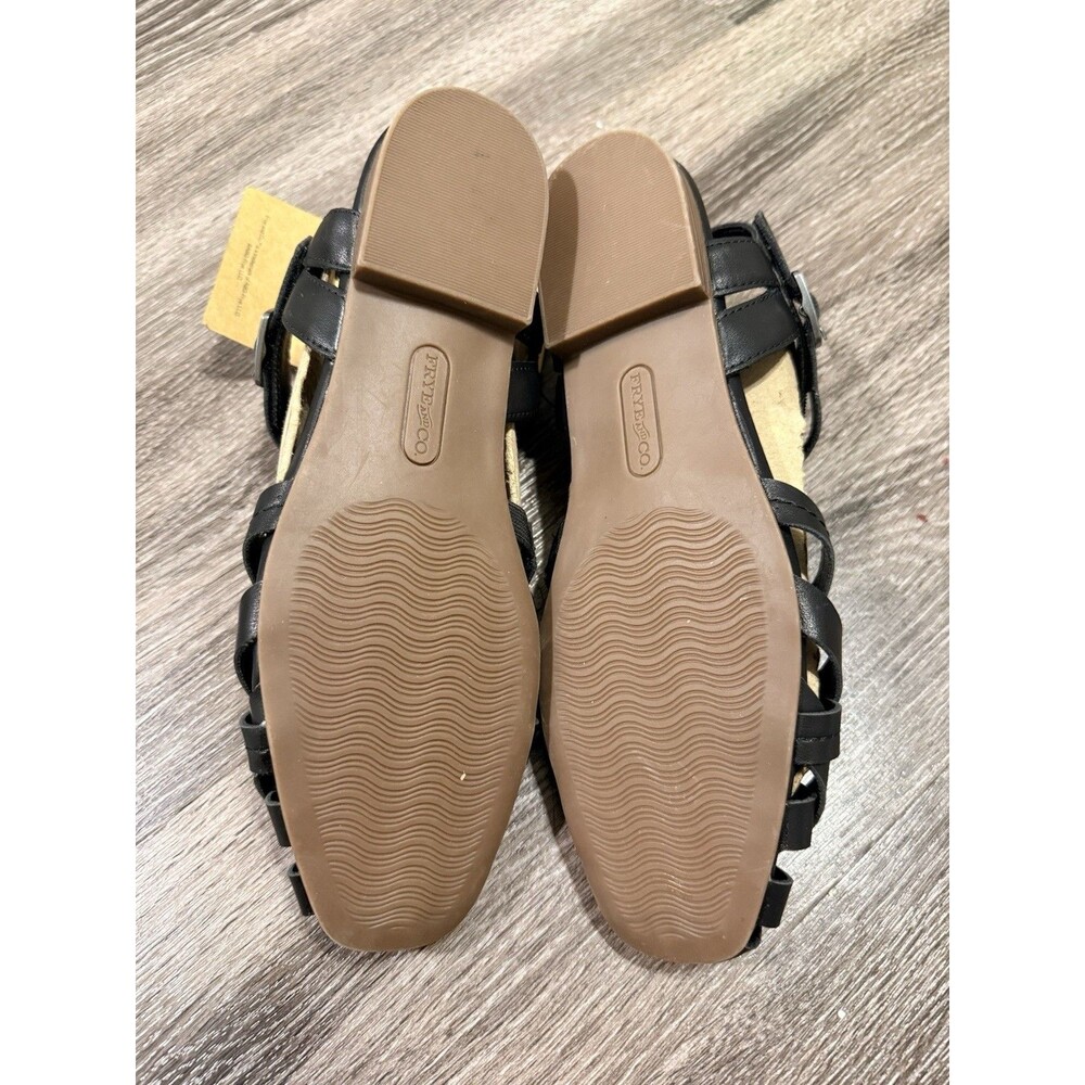 Frye and Co. Women’s Black Leather Strappy Gladiator Flat Sandals Size 7.5 - Picture 8 of 11